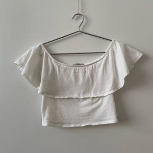 Zara stretched off shoulder white crop top